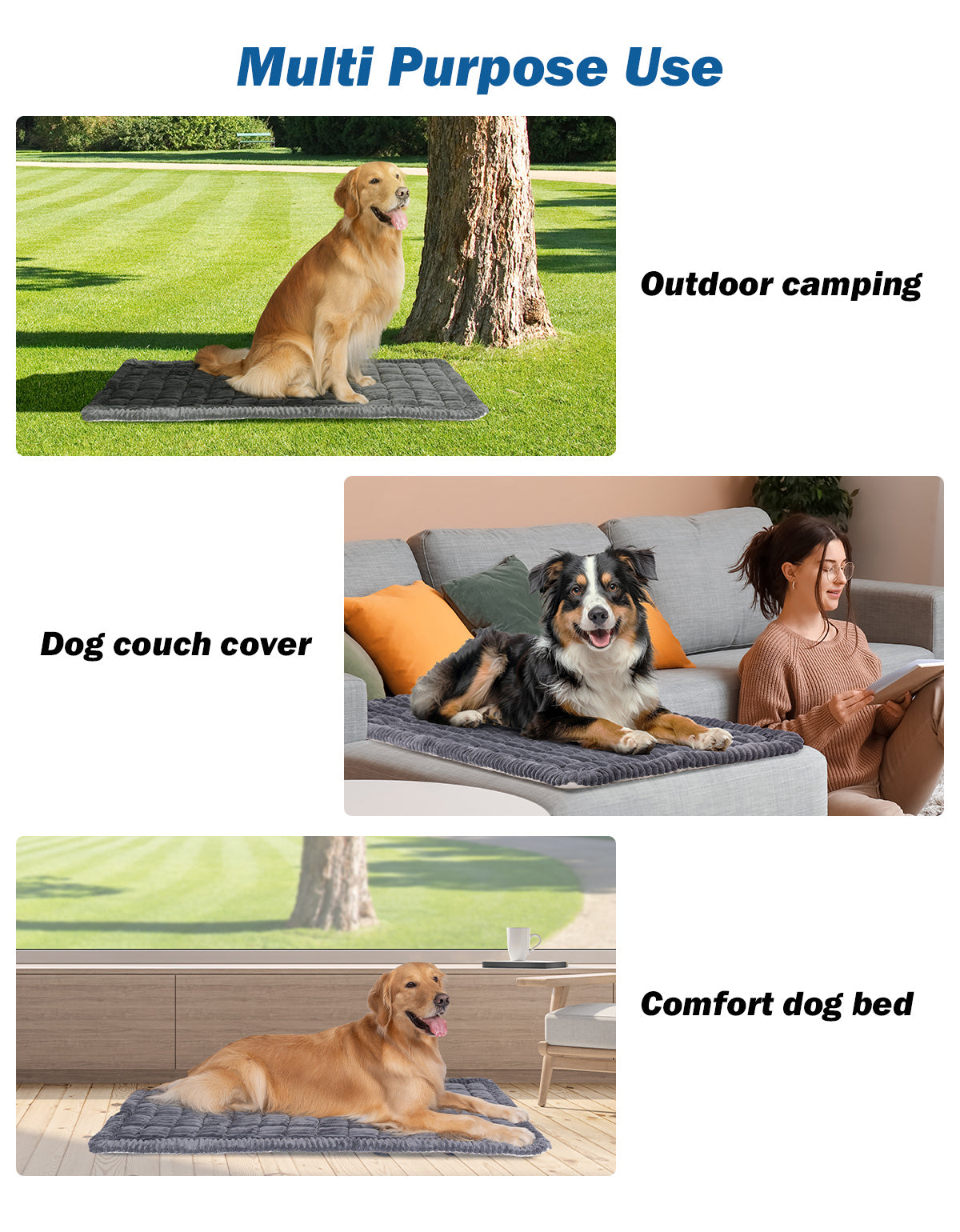 Plush Dog Bed Mat for Back Seat Extenders | Waterproof, Non-Slip & Washable Pet Travel Bed