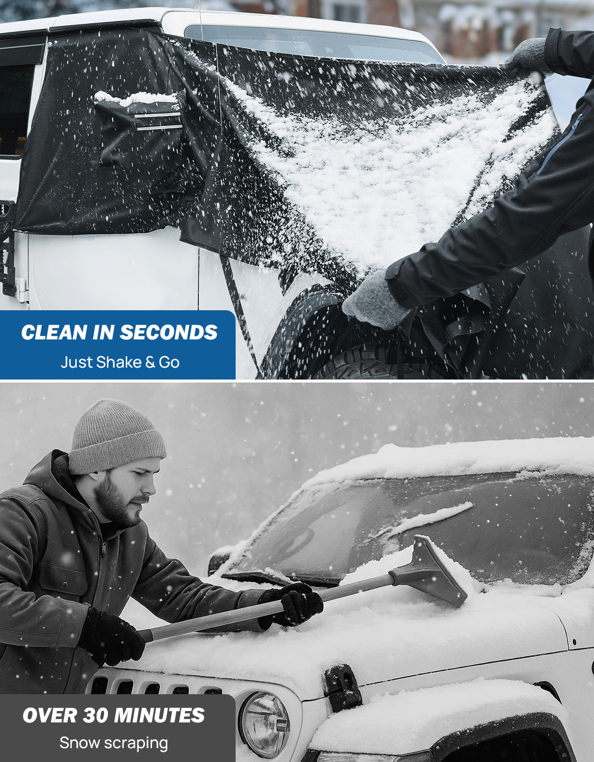 Windshield Snow Cover for Jeep Wrangler JK/JL & Gladiator JT, with Side Window & Mirror Protection