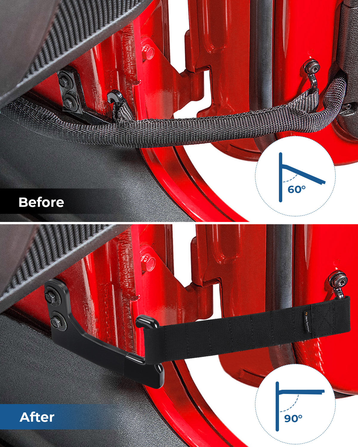 Front Door Limiting Strap Extension Brackets for Wrangler JK/JKU 2007–2018