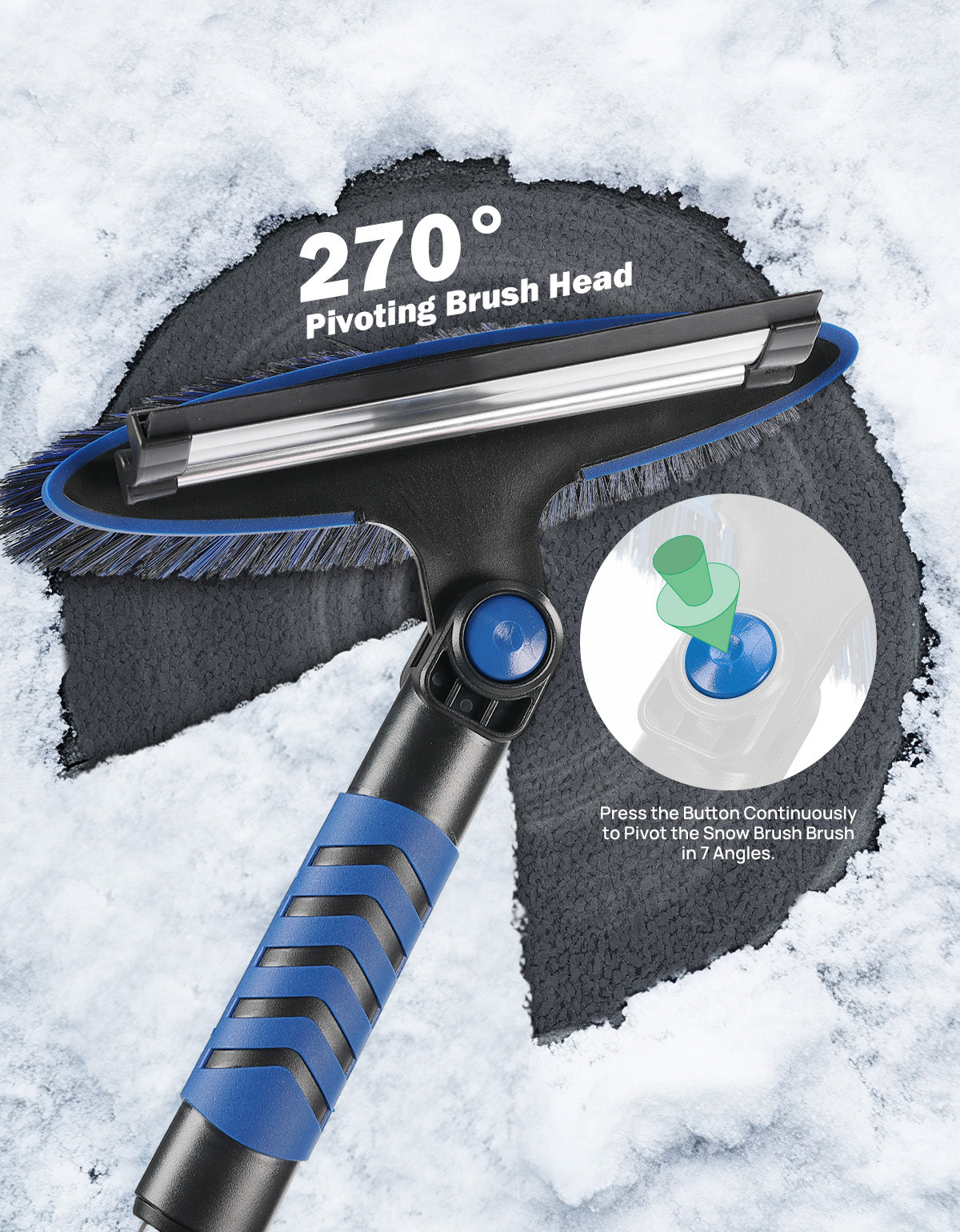 41.5″ Extendable Snow Brush and Ice Scraper, 270° Pivoting Snow Scraper Brush for Car Windshield
