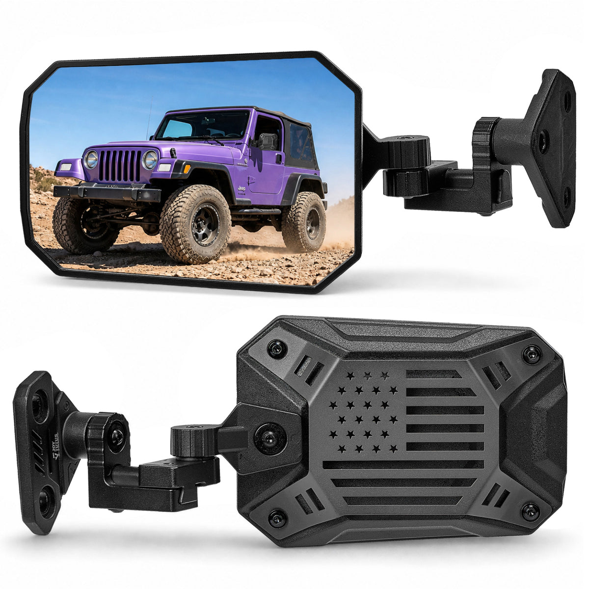 Adjustable Side Mirrors with Spot Light Mount for Wrangler TJ/JK/JKU 1997–2018