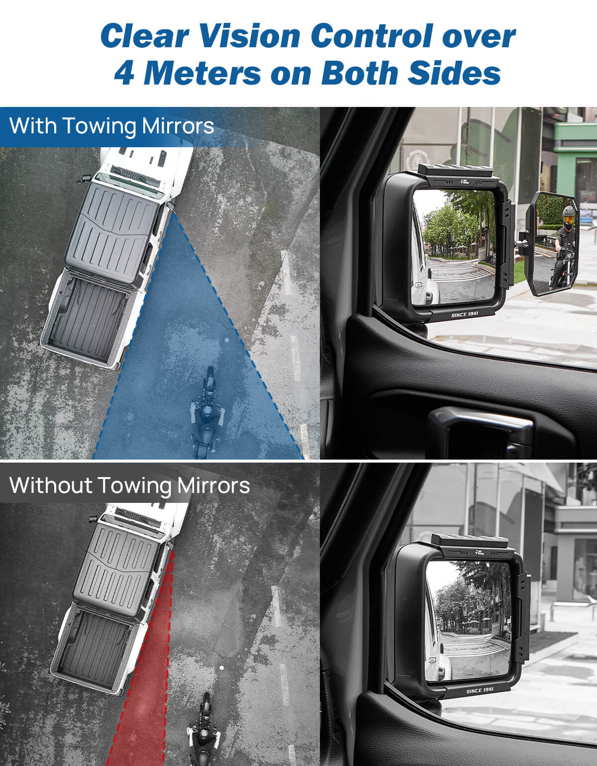 Adjustable Towing Mirror Extensions for Wrangler JL/JLU & Gladiator JT 2018–2026