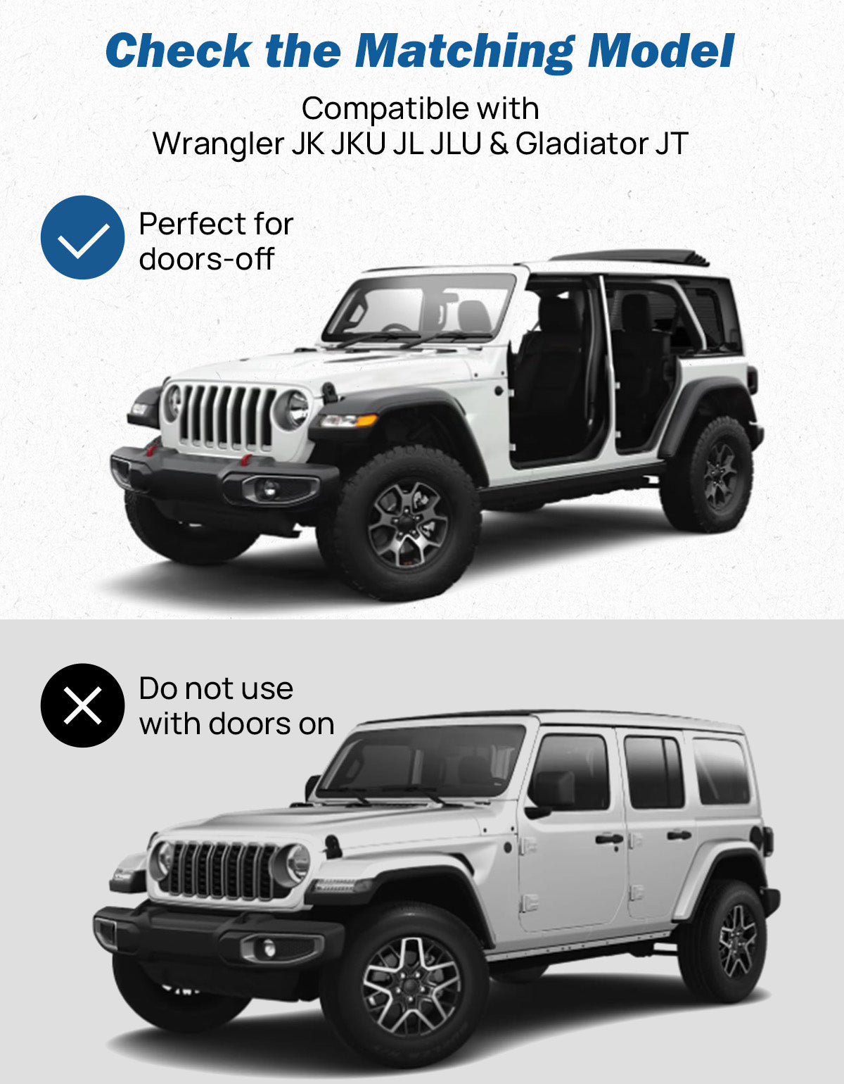6” Door-Off Mirrors for Jeep Wrangler JL JK& Gladiator JT| Hinge Mount & Wide View
