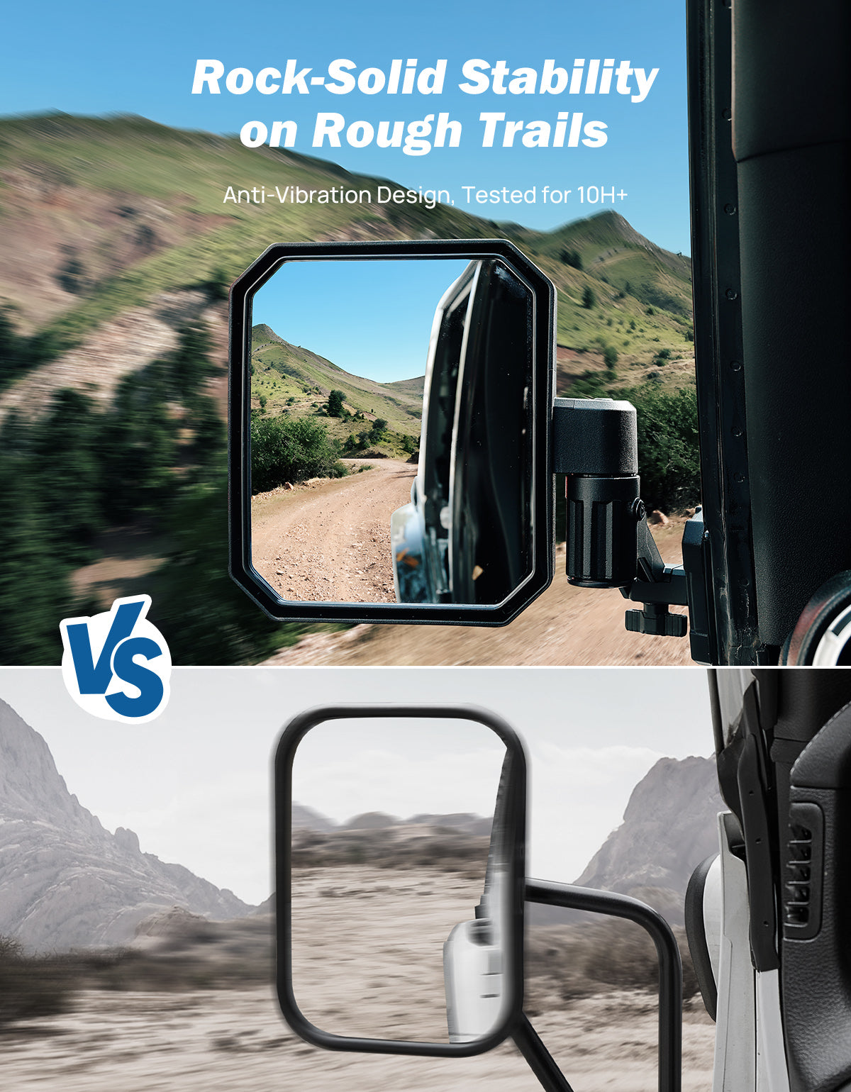 Doors Off Mirrors for Jeep Wrangler TJ & JK (1997–2018) – Anti-Shake Design