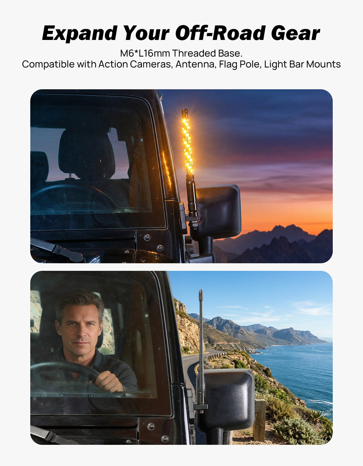 Doors Off Mirrors for Jeep Wrangler TJ & JK (1997–2018) – Anti-Shake Design