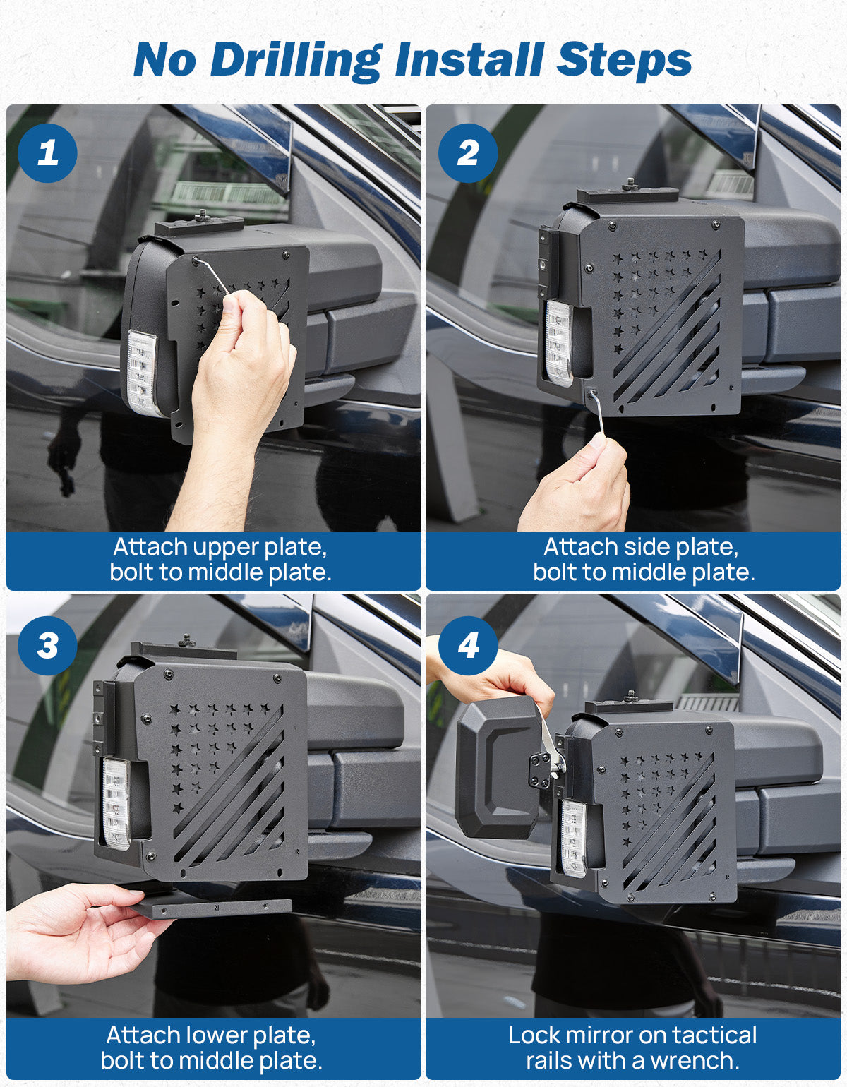 F150 Towing Mirror Extensions with Tactical Rails for 2021–2026