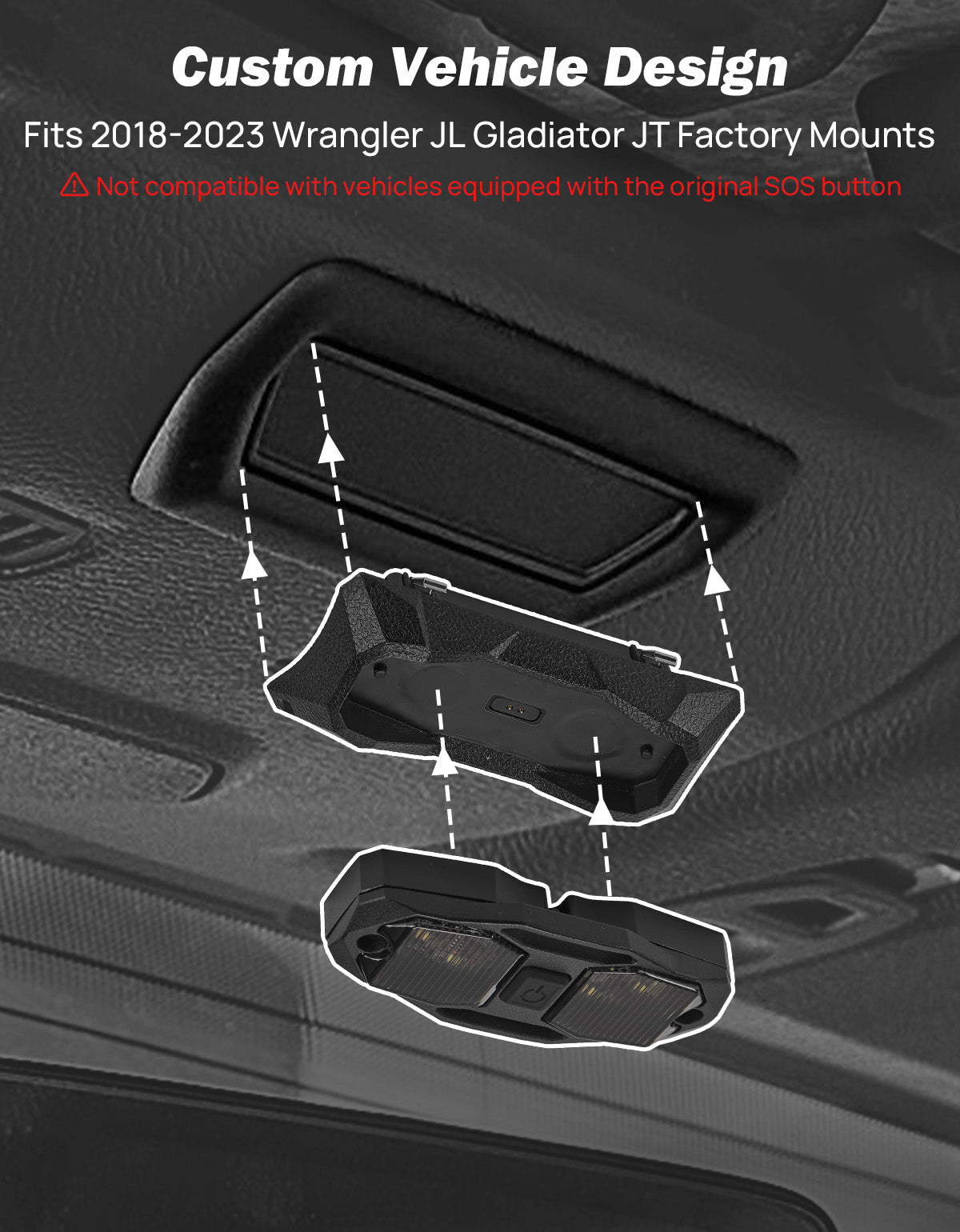 IP65 waterproof Jeep interior dome light for off-road use
