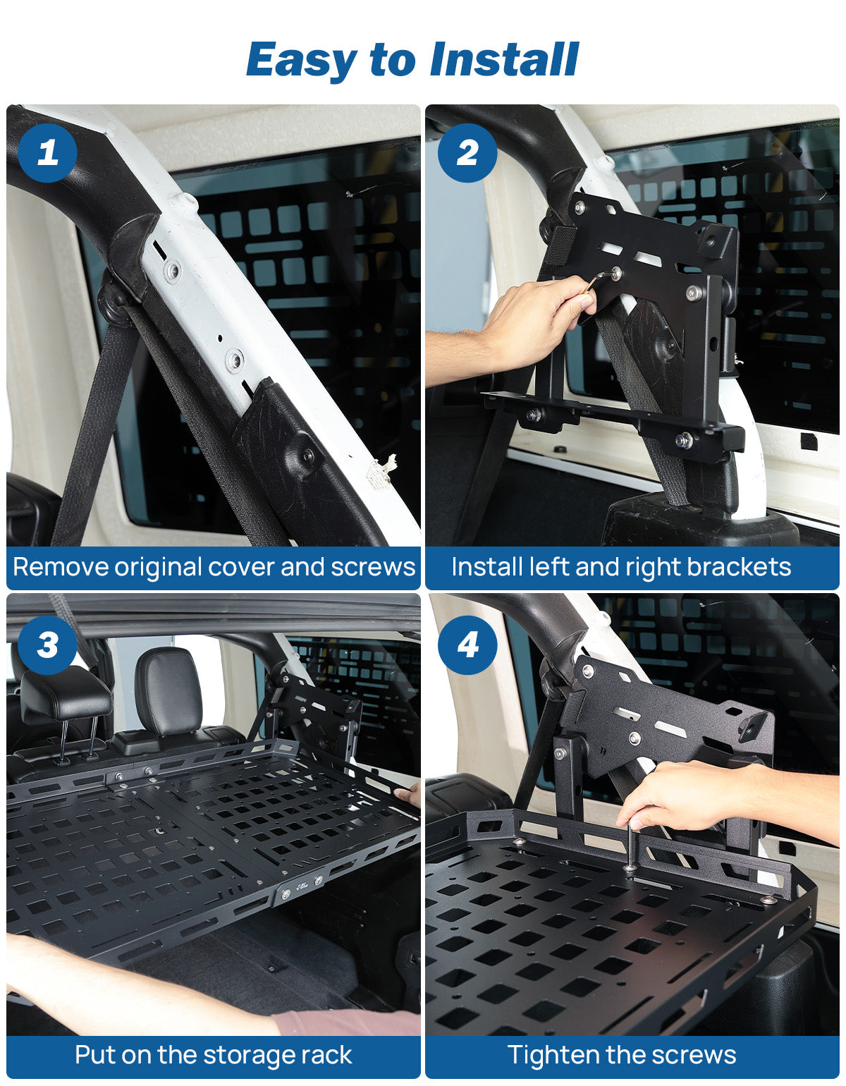Adjustable Rear Cargo Rack – Heavy-Duty Storage Shelf for Wrangler JL