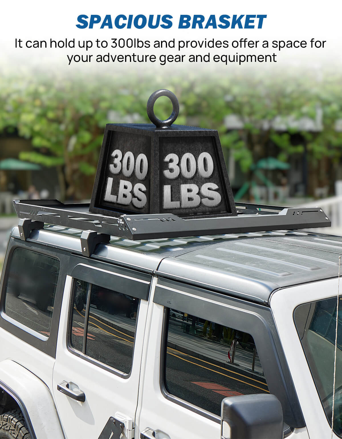 Roof Rack Cargo Basket for Wrangler JL & Gladiator JT Hard Top 2018–2026, 350 lb Capacity
