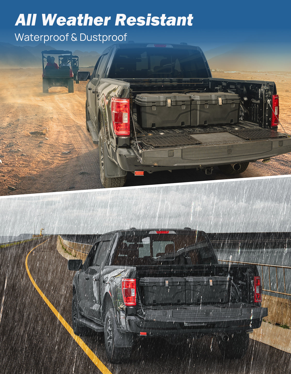 Lockable 160Qt Waterproof Truck Bed Tool Box for Pickup Trucks