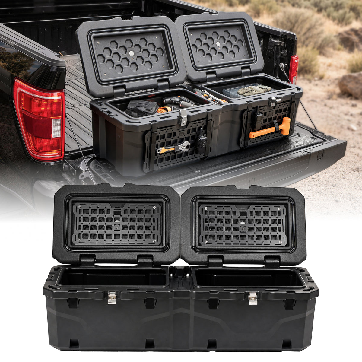 Lockable 160Qt Waterproof Truck Bed Tool Box for Pickup Trucks