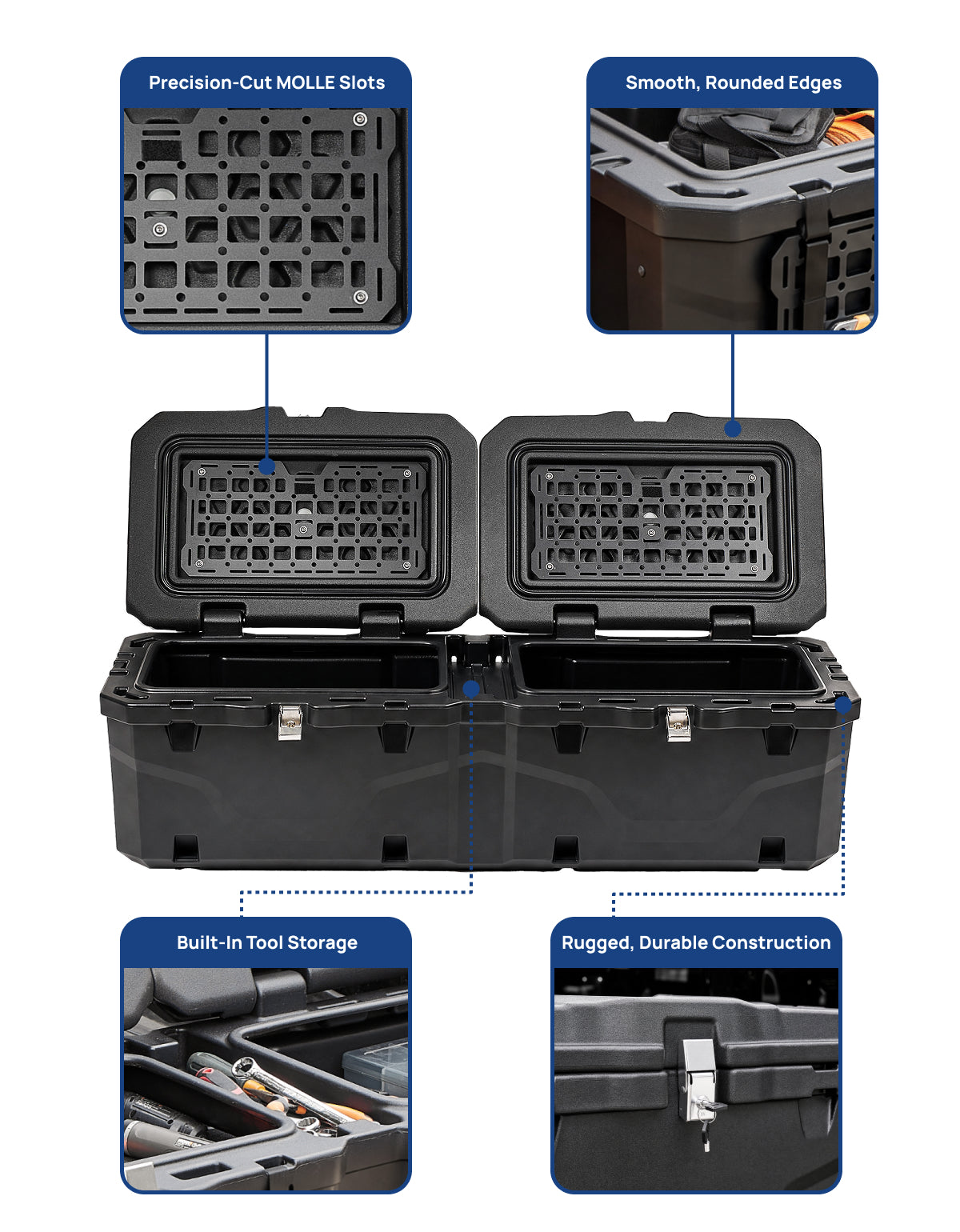 Lockable 160Qt Waterproof Truck Bed Tool Box for Pickup Trucks