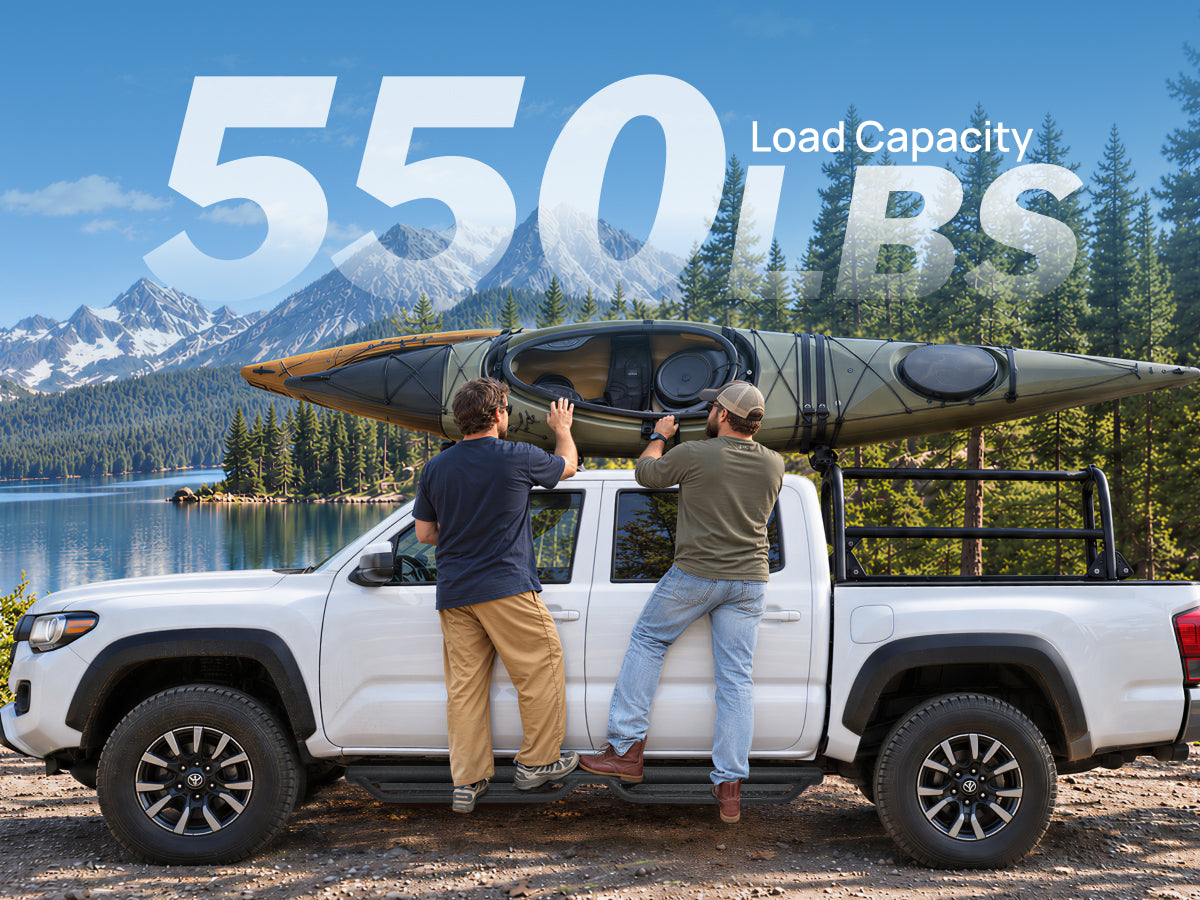 Joytutus Tacoma pickup truck running boards can load up to 550 lbs.
