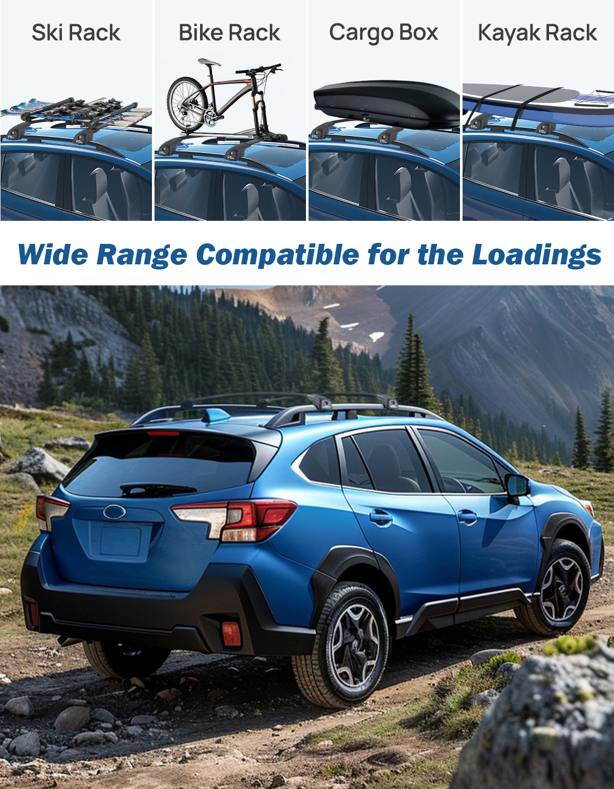 Lockable Roof Rack Cross Bars for Crosstrek 2024 with Raised Rails