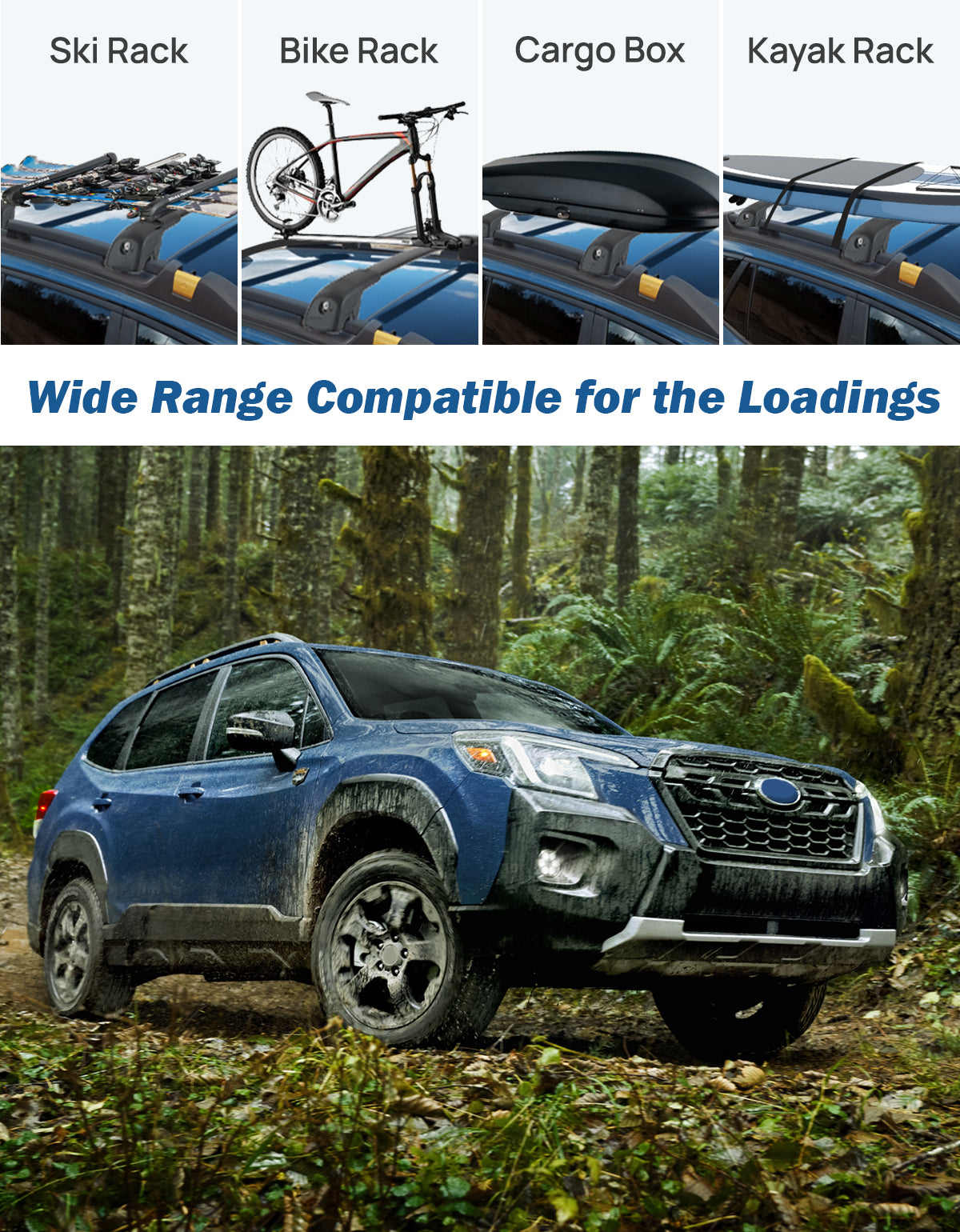 Lockable Roof Rack Cross Bars for Forester Wilderness 2022–2026, 220LB
