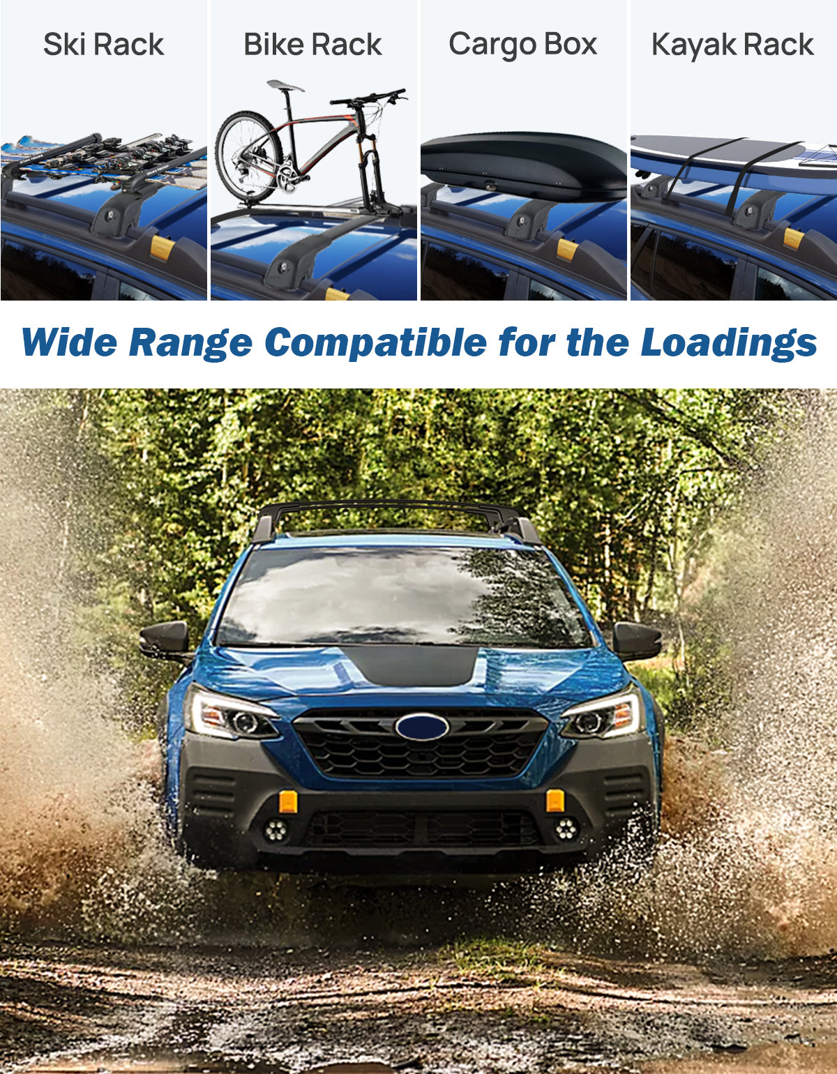Roof Rack Cross Bars for Subaru Outback Wilderness 2022–2025 with Lock | 300 lbs Aluminum Roof Rails