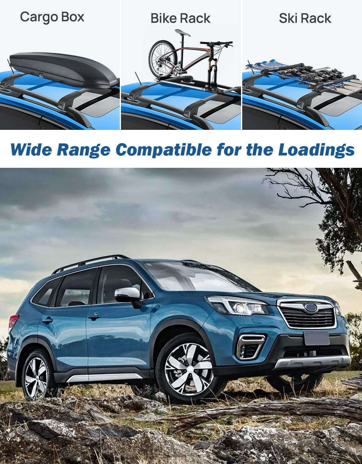 Lockable Roof Rack Crossbars for Subaru Forester 2014–2026, Not Wilderness
