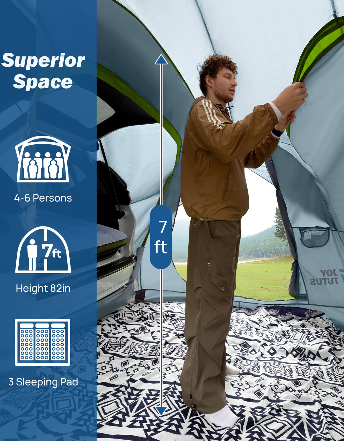 SUV Tailgate Tent with Rainfly, Double Door, 6–8 Person