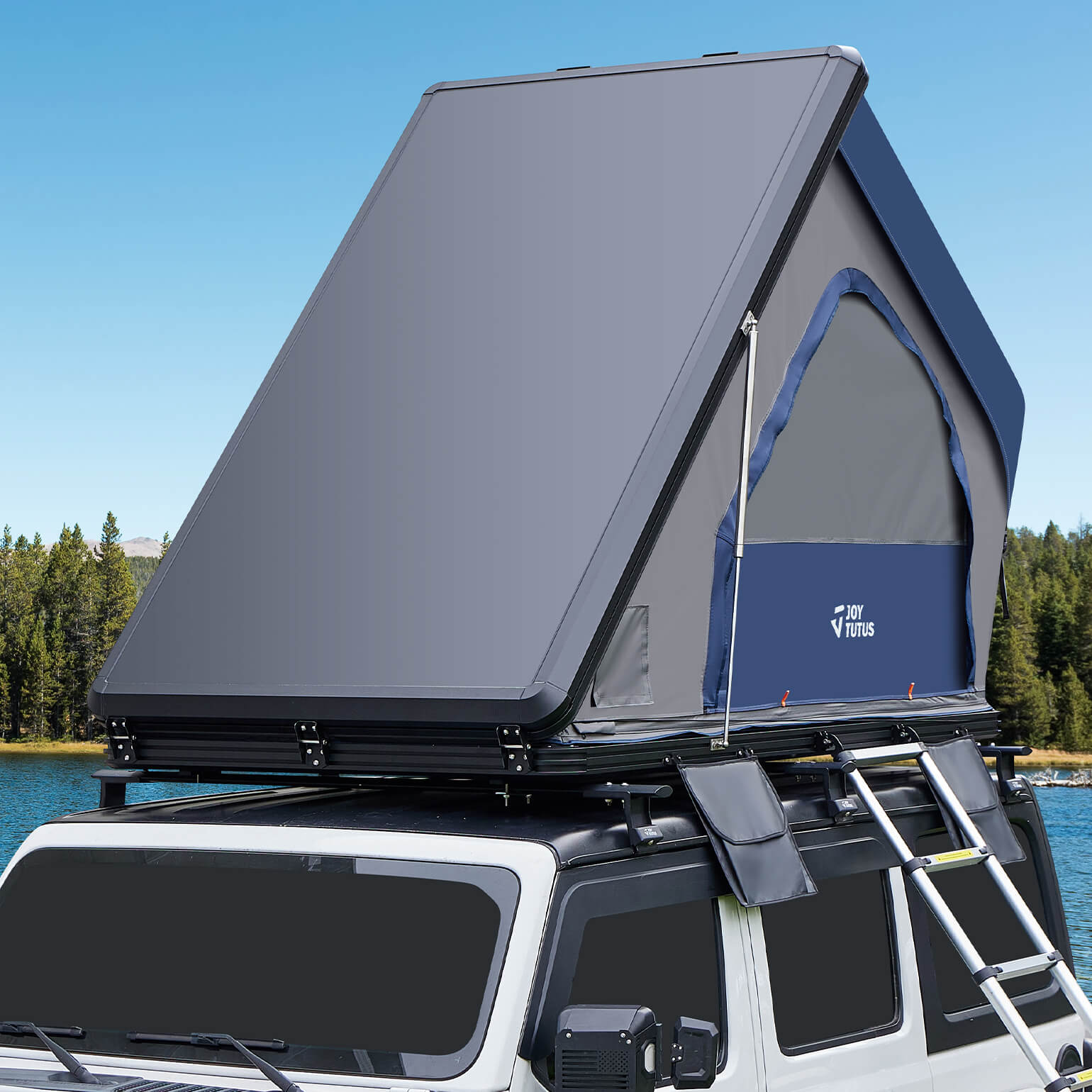 Overland Hard Shell Aluminum Rooftop Tent for 2–3 People with LED & Skyview