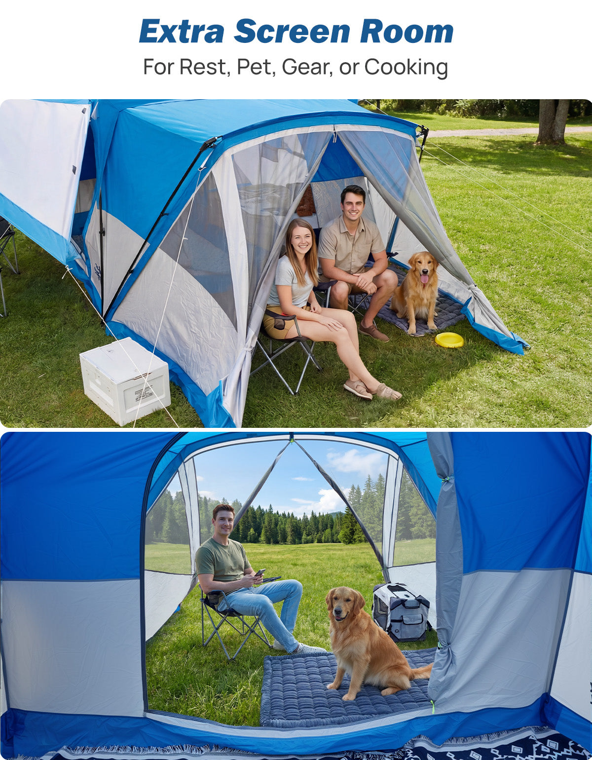 SUV Camping Tent for 5-9 Person, 2-Room Car Tent with Screen  Porch