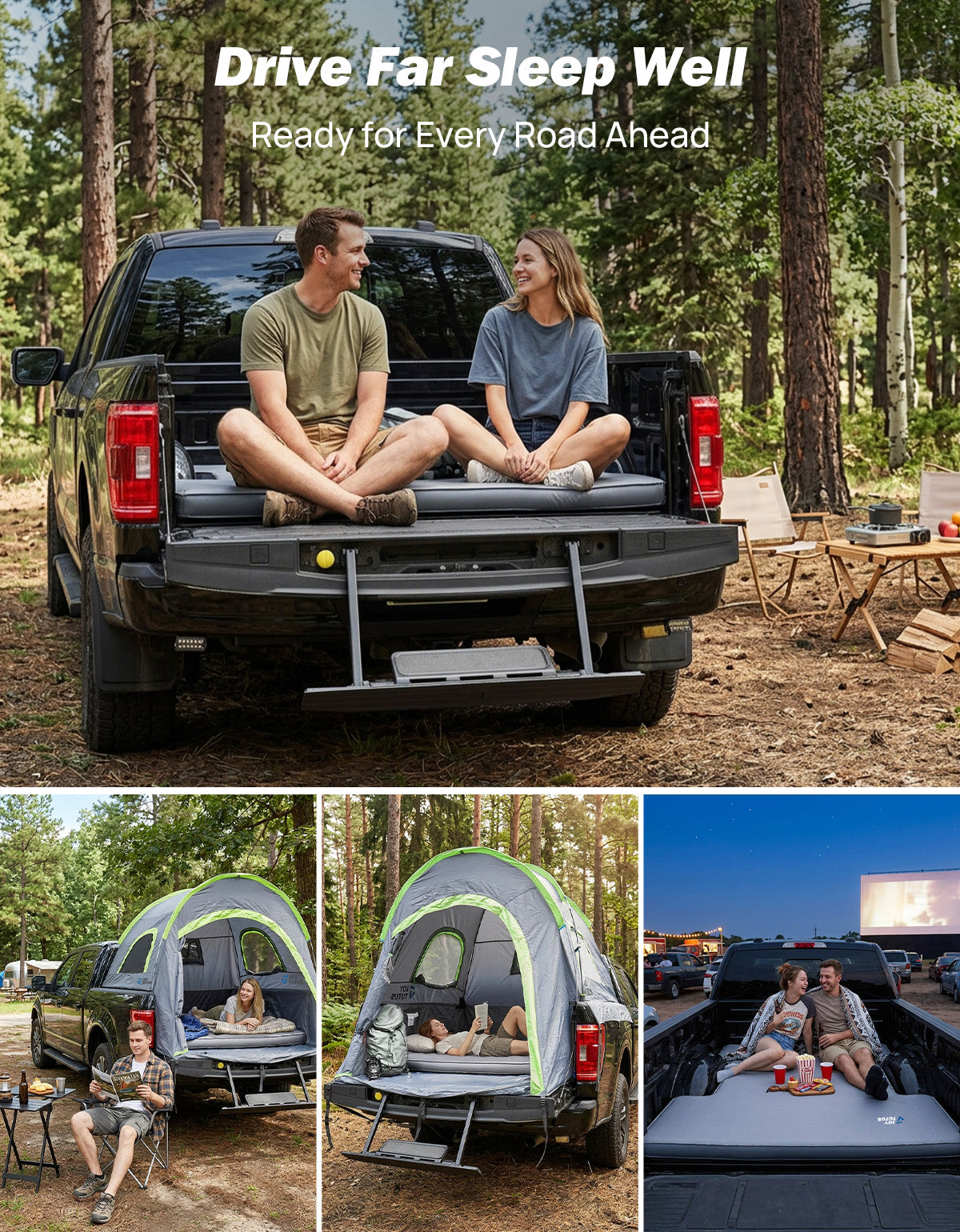 Truck Bed Camping Mattress – 4" Self-Inflating Foam & Air Sleeping Pad