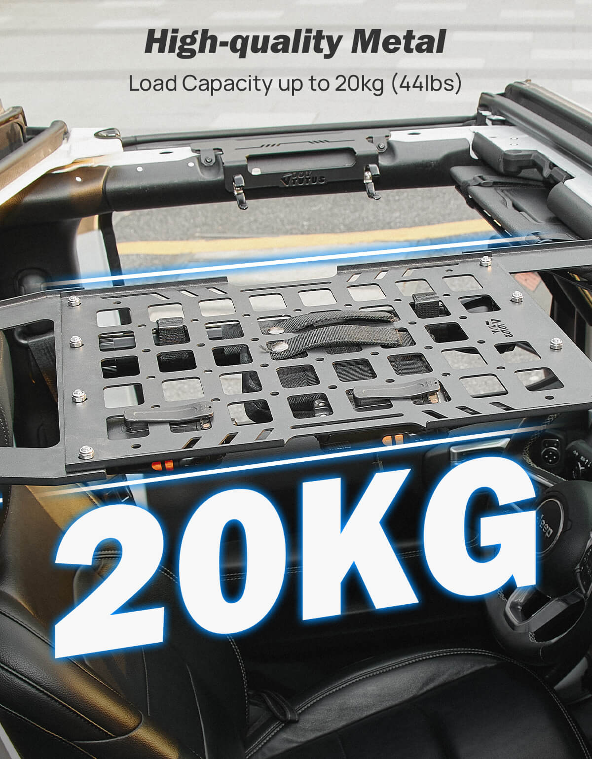 Hard Top Roof Rack Molle Panel Compatible with Wrangler JL JLU & Gladiator JT 2018-2026