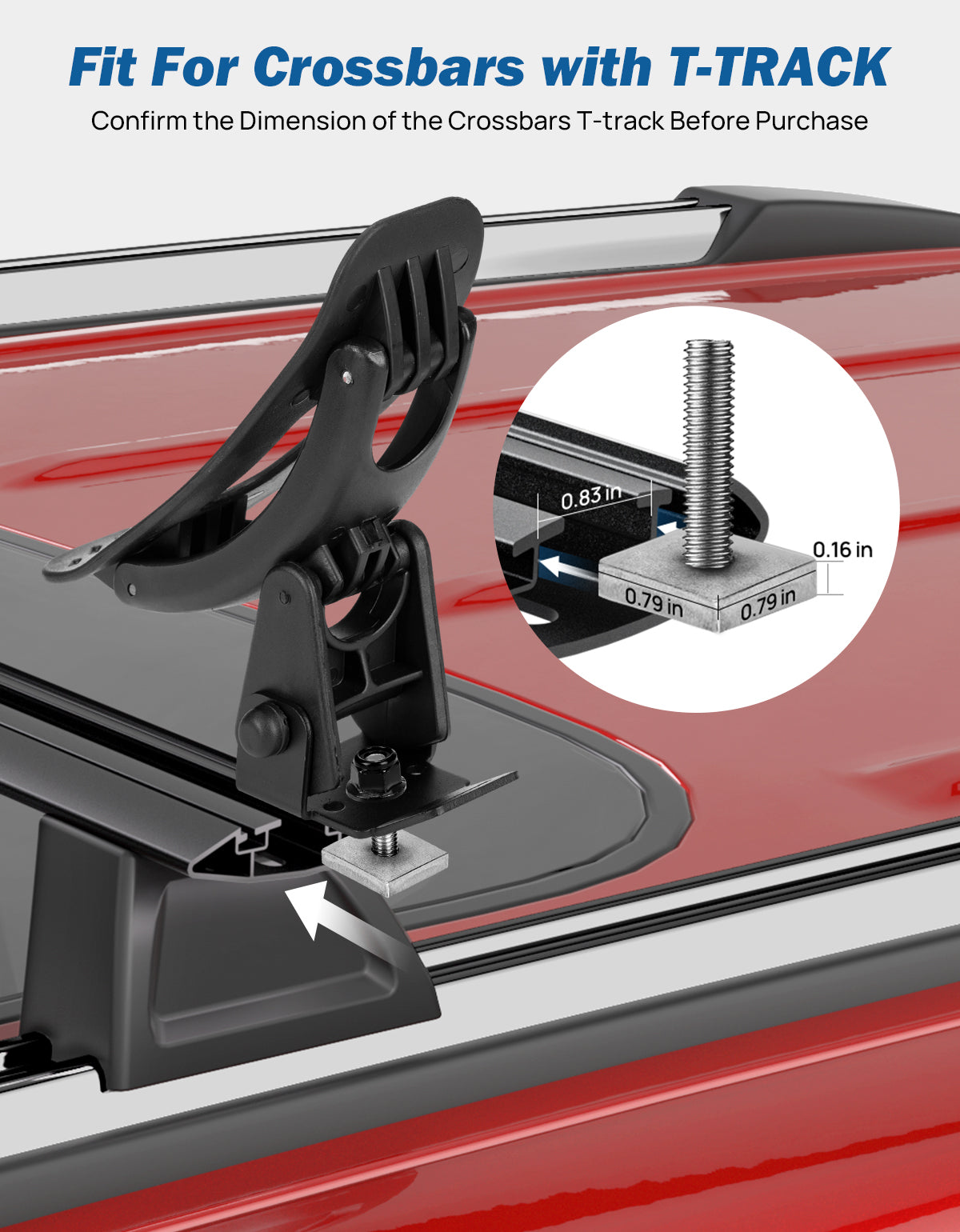 T-Slot Kayak Roof Rack Saddles for Cross Bars – 150LB Carrier Kit