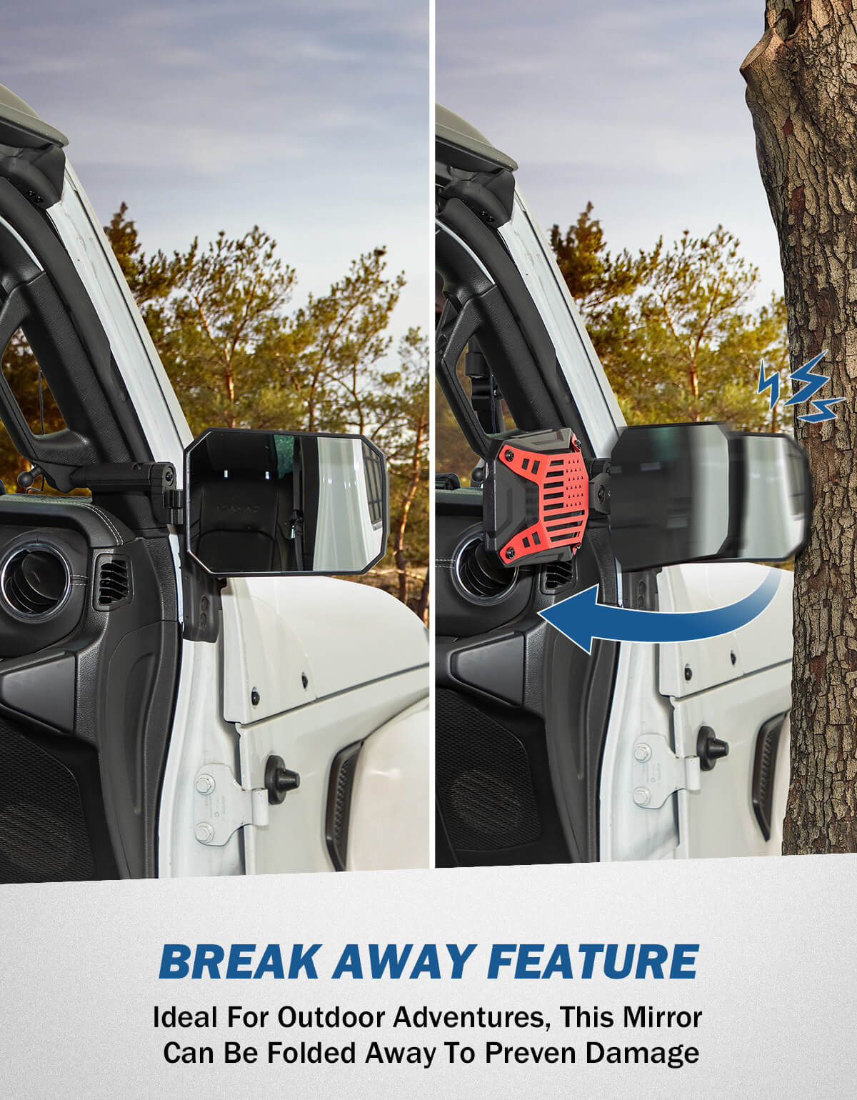 Red Mirrors Doors Off Compatible with Wrangler JL Gladiator JT 2018-2023