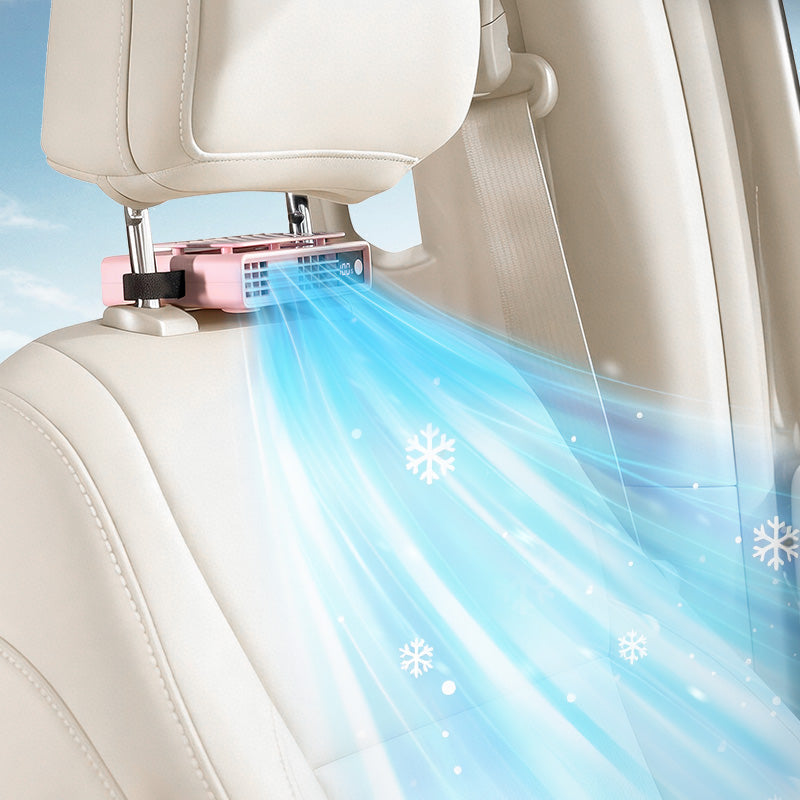 Car Cooling Fan for Backseat Front Rear Seat Clip on Sun Visor Fan Pink 3000mAh Rechargeable Battery for SUV RV UTV Truck