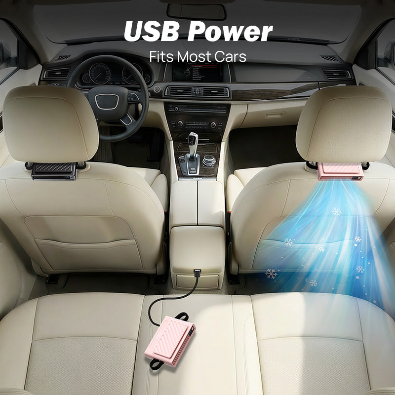 Car Cooling Fan for Backseat Front Rear Seat Clip on Sun Visor Fan Pink 3000mAh Rechargeable Battery for SUV RV UTV Truck
