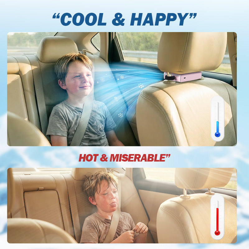 Car Cooling Fan for Backseat Front Rear Seat Clip on Sun Visor Fan Pink 3000mAh Rechargeable Battery for SUV RV UTV Truck