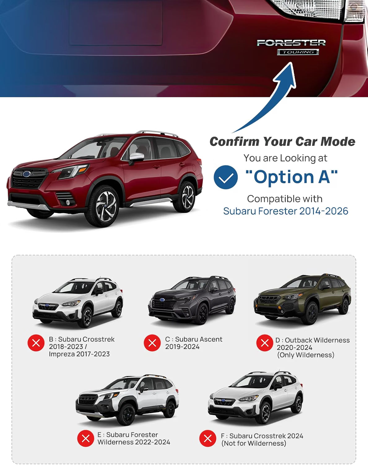 Lockable Roof Rack Crossbars for Subaru Forester 2014–2026, Not Wilderness