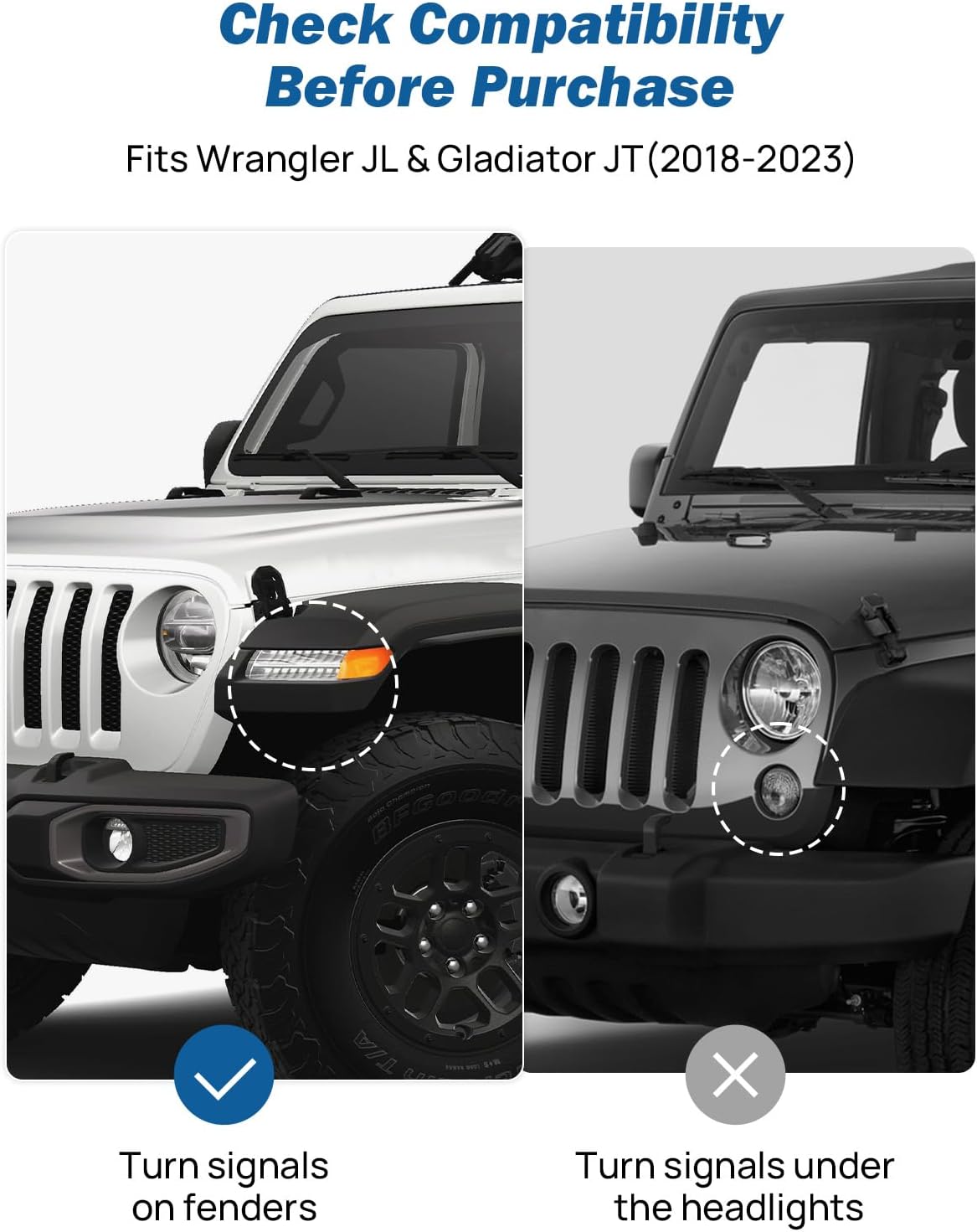 Adjustable Doors-Off Mirrors for Wrangler JL/JLU 2018–2023 & Gladiator JT