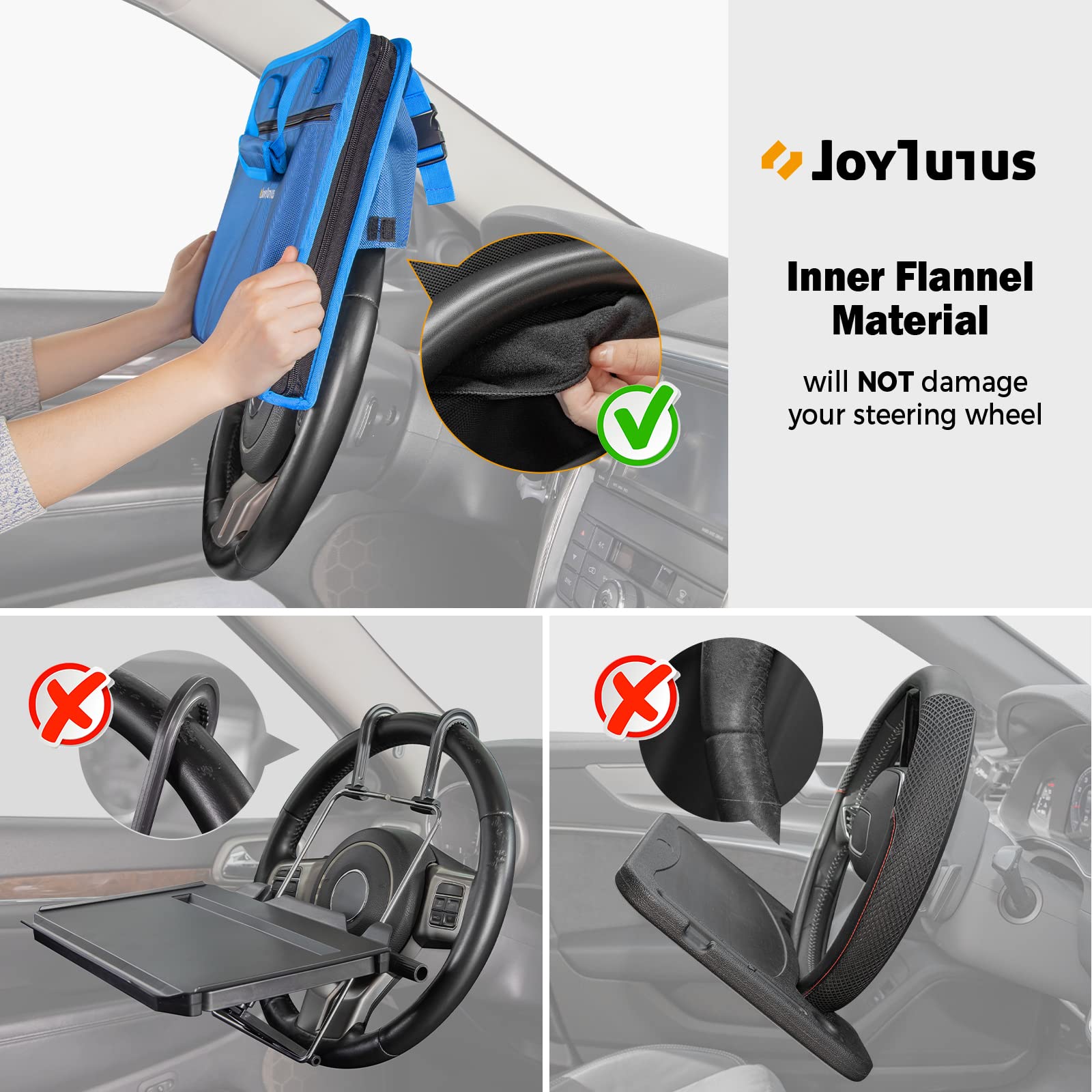 3 in 1 Steering Wheel Eating Tray, Car Back Seat Laptop Desk Gray