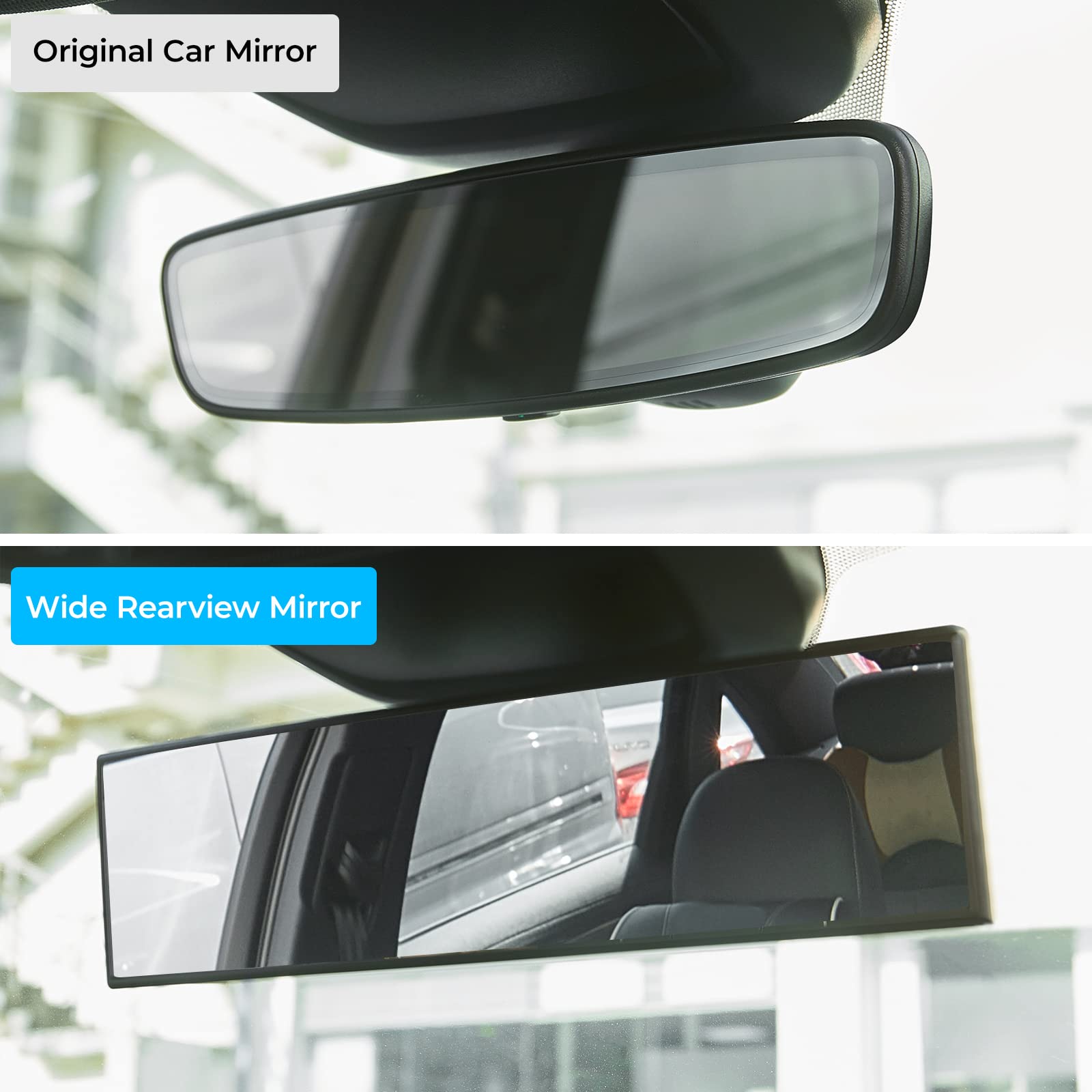 11.81" Panoramic Convex Clip-On Rear View Mirror for Car SUV Truck
