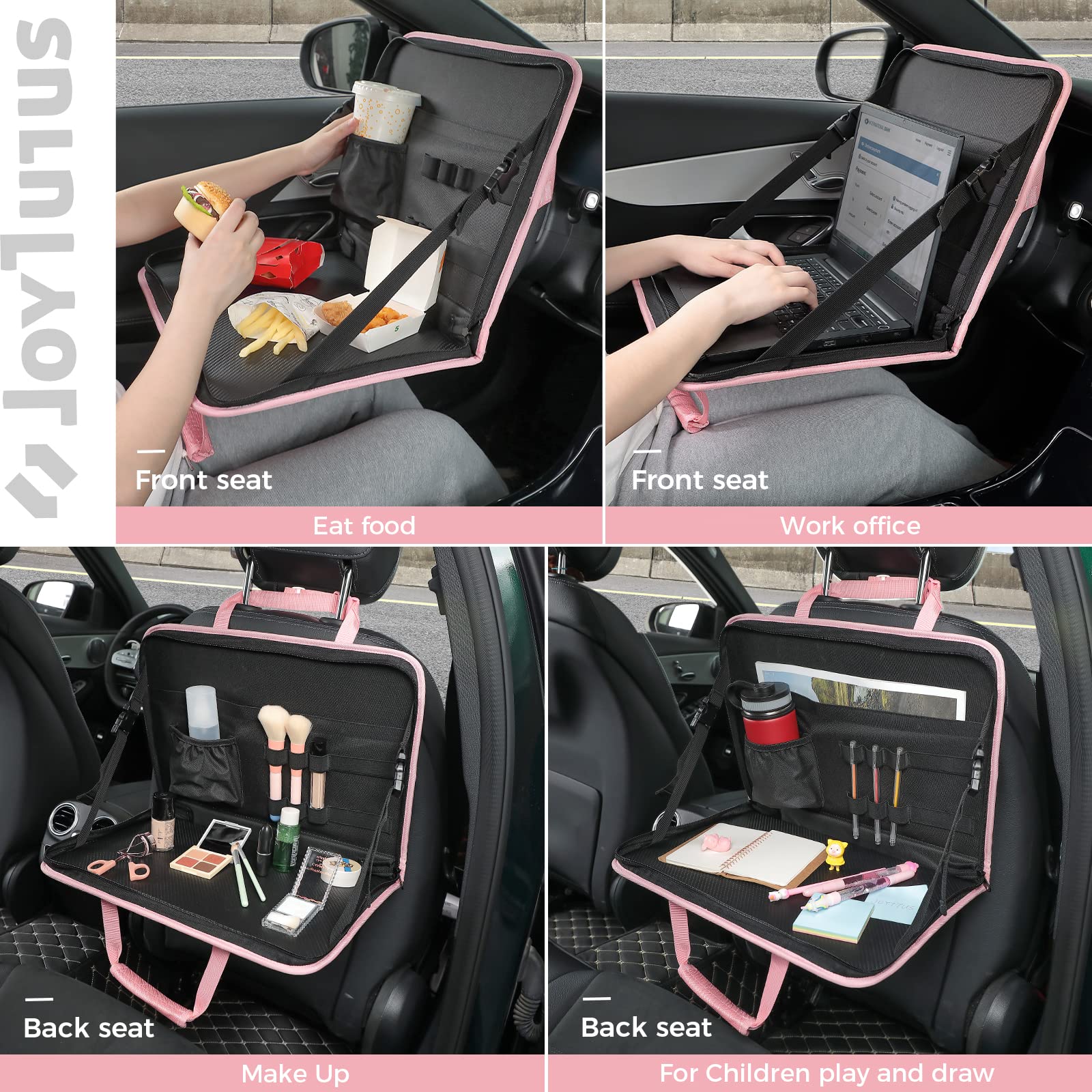 3 in 1 Steering Wheel Eating Tray, Car Back Seat Laptop Desk Gray
