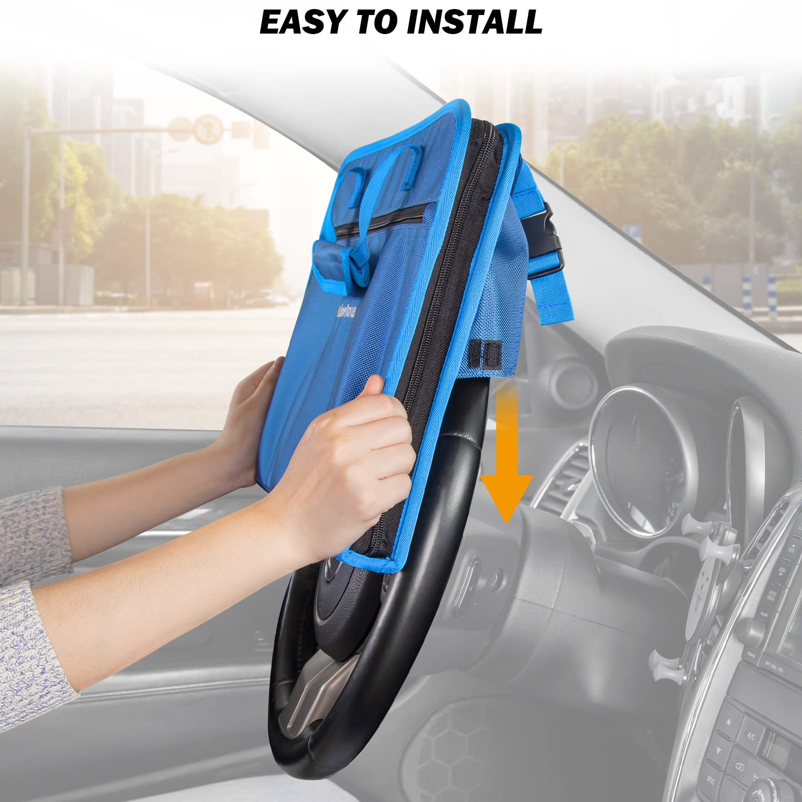 3 in 1 Steering Wheel Eating Tray, Car Back Seat Laptop Desk Gray