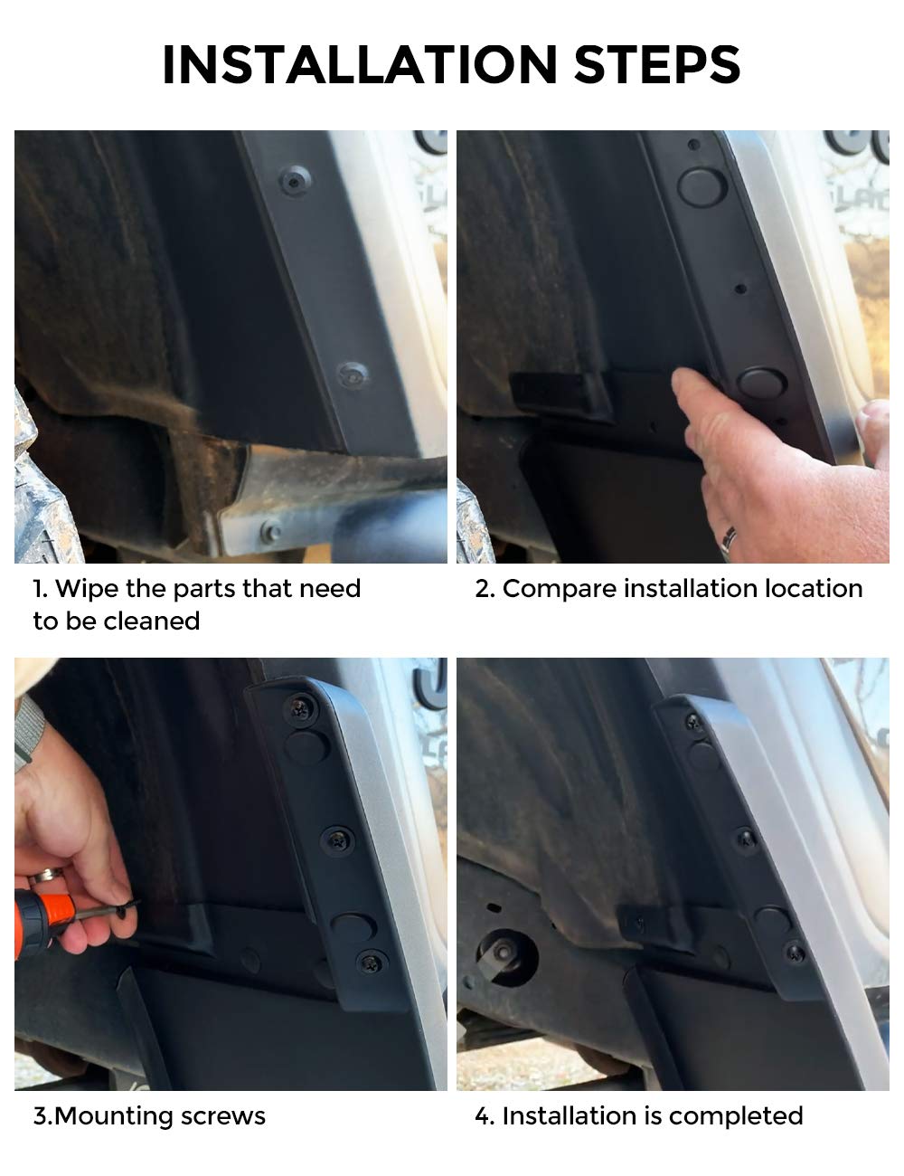 Mud Flaps for Gladiator 2020–2026, Heavy-Duty 4-Piece Splash Guards (NOT FITS Rubicon & Mojave)
