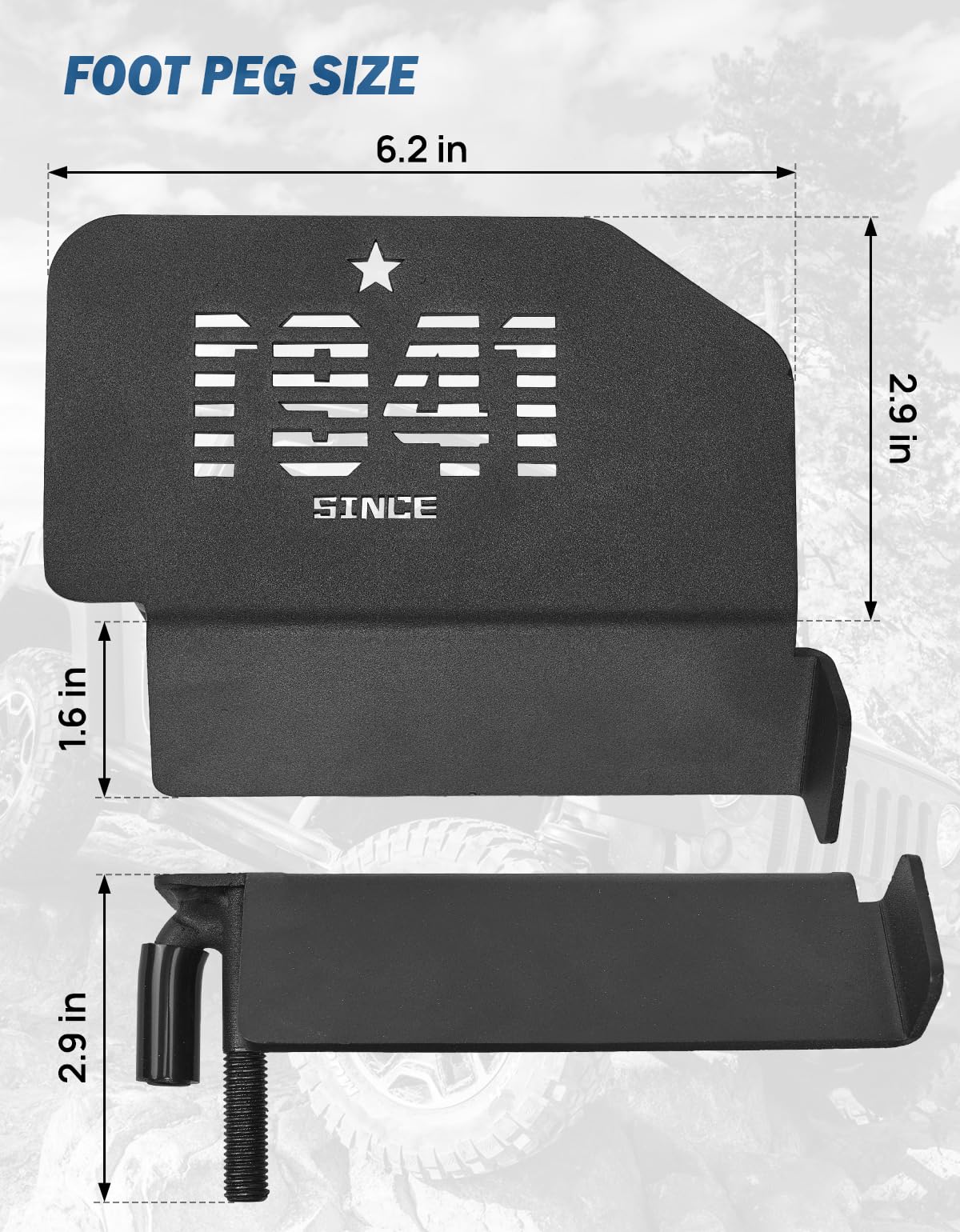 120° Foot Pegs for Wrangler JK JL & Gladiator JT 2007–2024 1941 Pattern