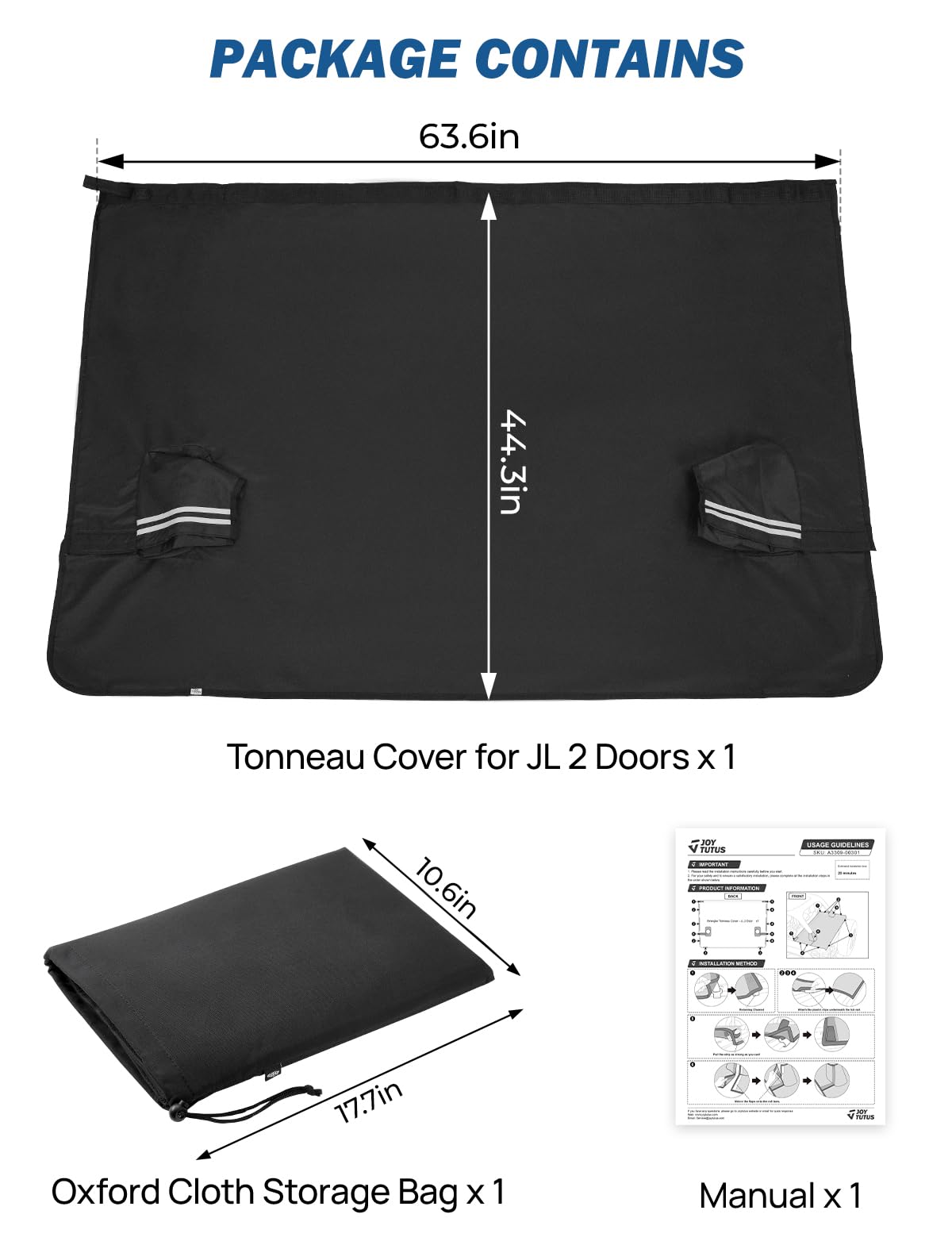 Tonneau Cover for Wrangler JL 2-Door, Trunk Cargo & Tailgate Cover