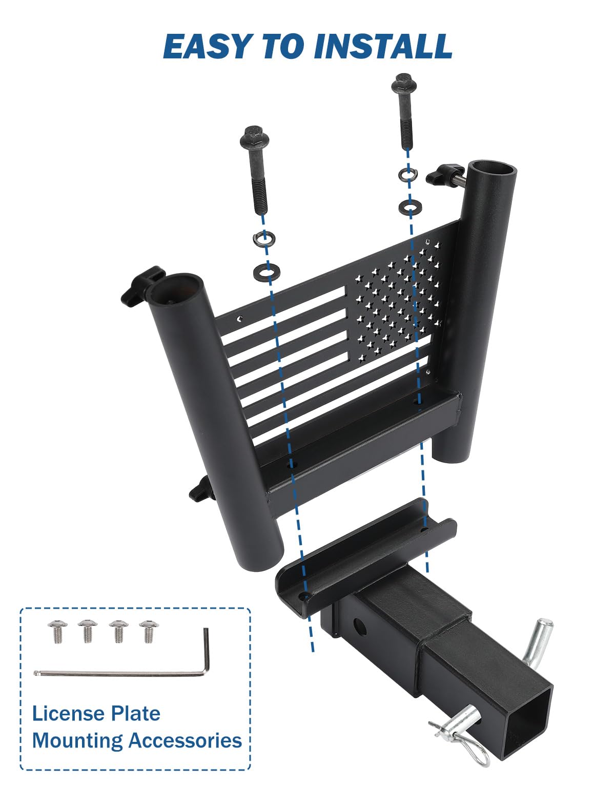 Flag Pole Holder Hitch Mount for Standard 2" Receivers