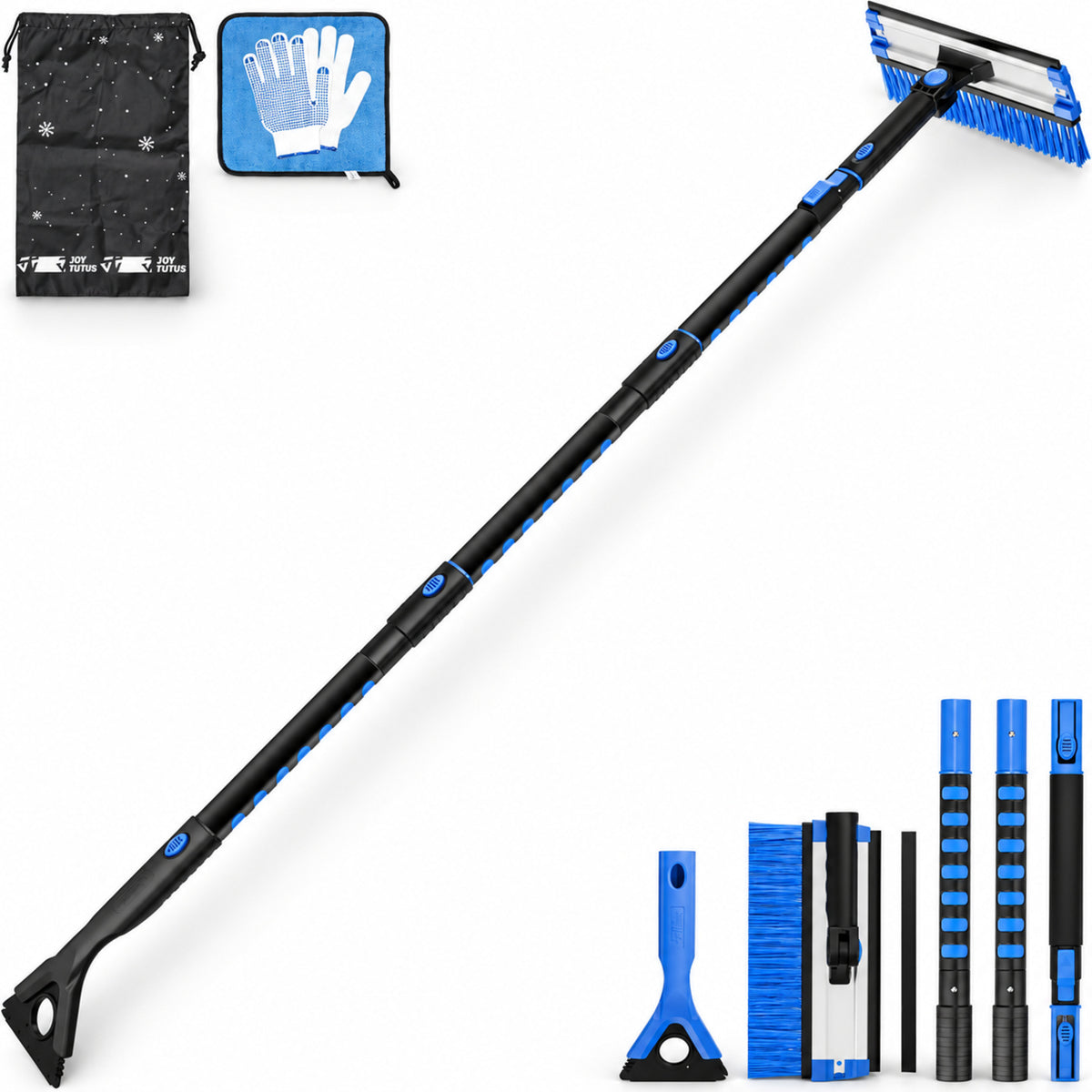 Extendable Snow Brush and Ice Scraper, 270° Pivoting Snow Scraper Brush for Car Windshield